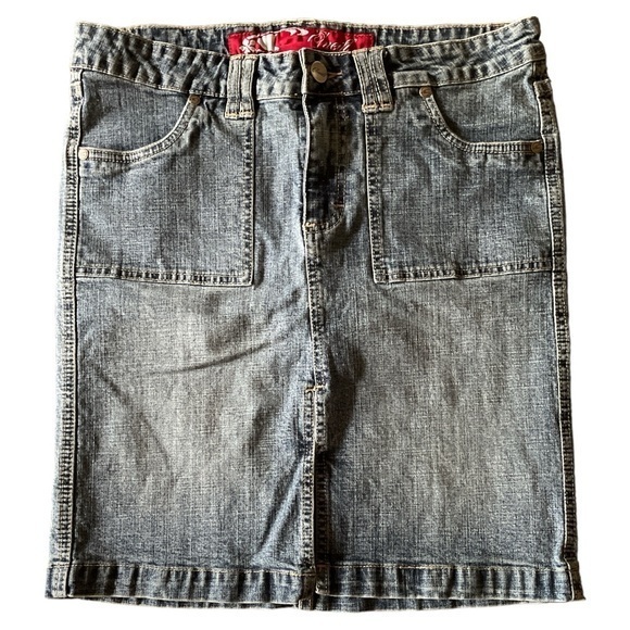 O’Neill Denim Jean‎ Utility Mini Skirt Stretch Vintage Size 5 Made in Hong Kong - Picture 1 of 9